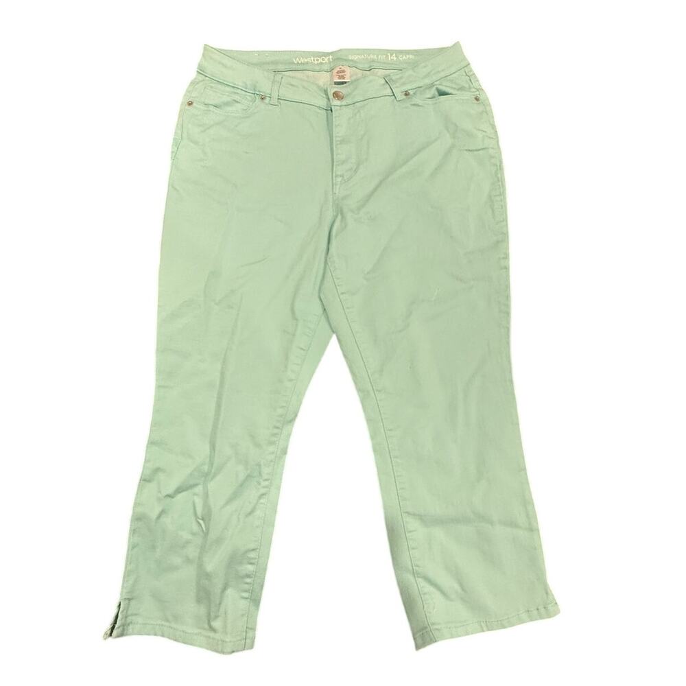 Westport Women's Size 14 Signature Fit Mint Green Stretch Denim Capri Jeans